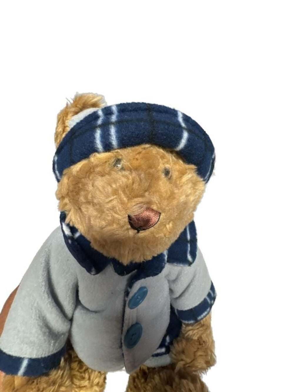 Fine Toy Co. Ltd. Plush Teddy Bear Wearing Plaid Hat and Fleece Jacket